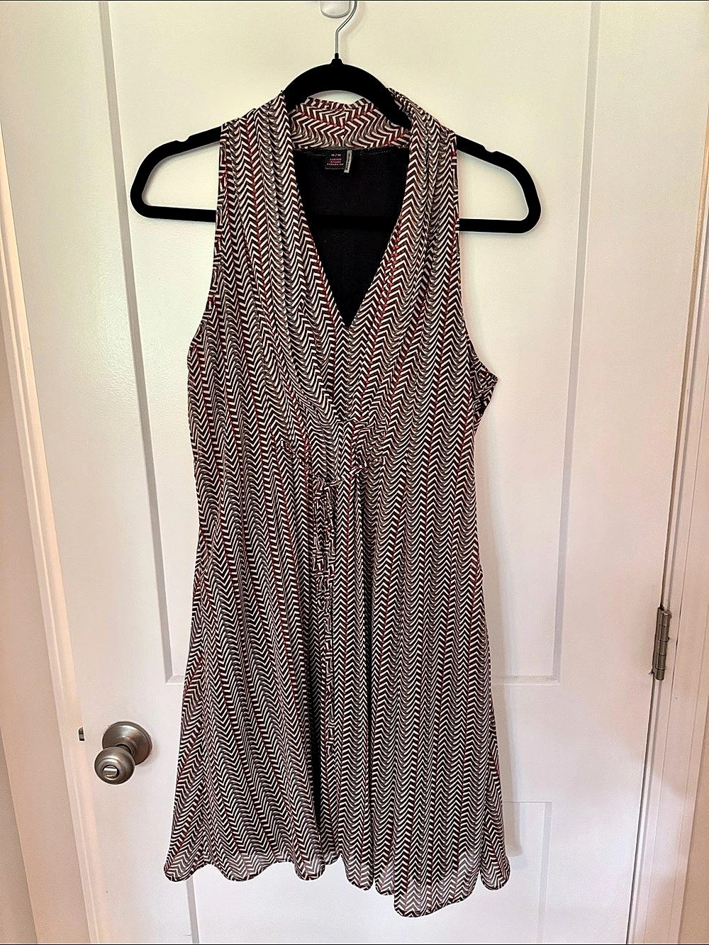 Geometric Maxi Dress in Brown & White Like New